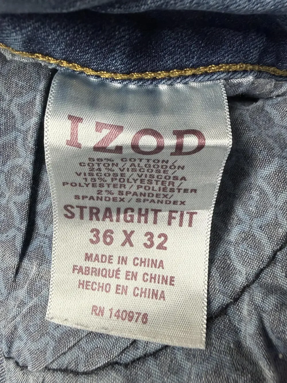 Izod Jeans Mens 36x32 Blue Med Wash Denim Regular Straight Stretch Casual